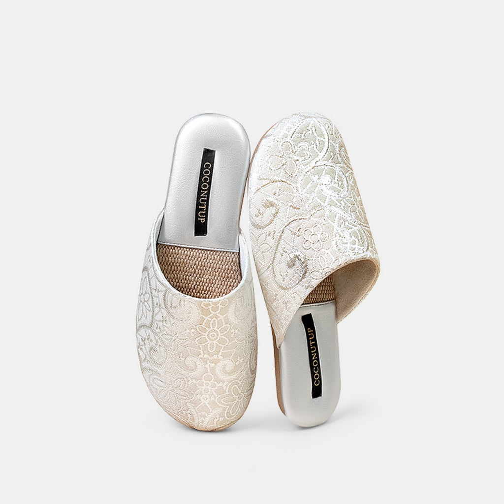 Linen Embroidered House Slippers for Women - Premium Anti-Slip & Odor-Resistant Indoor/Outdoor Slides