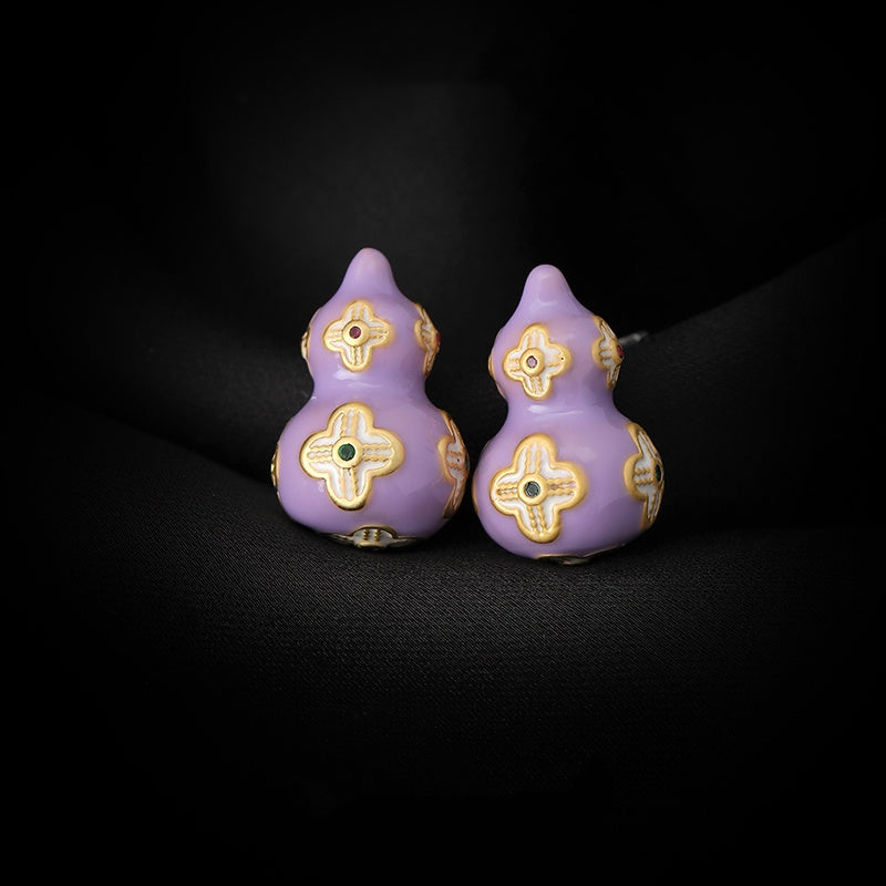 Enamel Gourd Pearl Necklace – Contemporary Chinese Cloisonné Pendant with Natural Gemstones