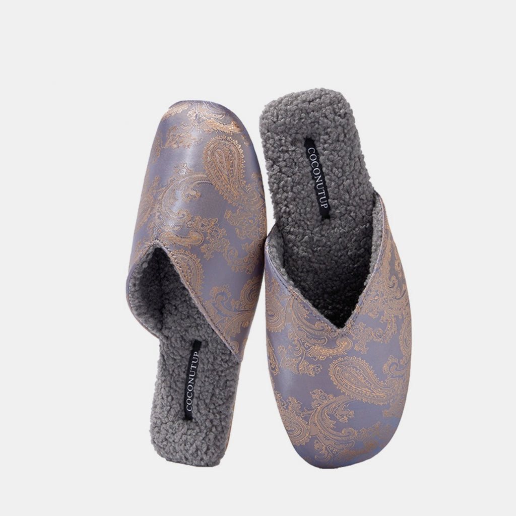 Luxury Velvet-Lined House Shoes with Camel Wool & Anti-Slip Sole