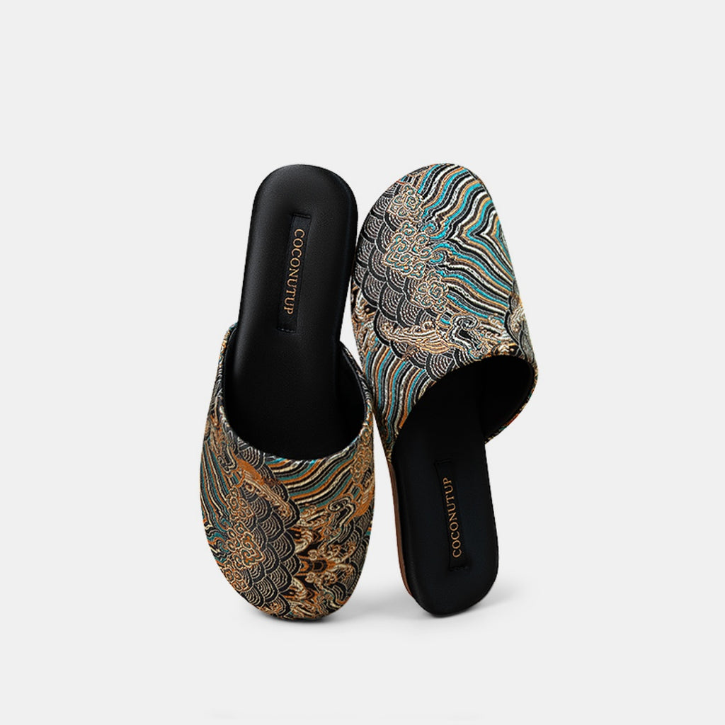 Linen Embroidered House Slippers for Women - Premium Anti-Slip & Odor-Resistant Indoor/Outdoor Slides