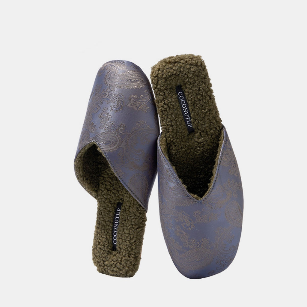 Luxury Velvet-Lined House Shoes with Camel Wool & Anti-Slip Sole