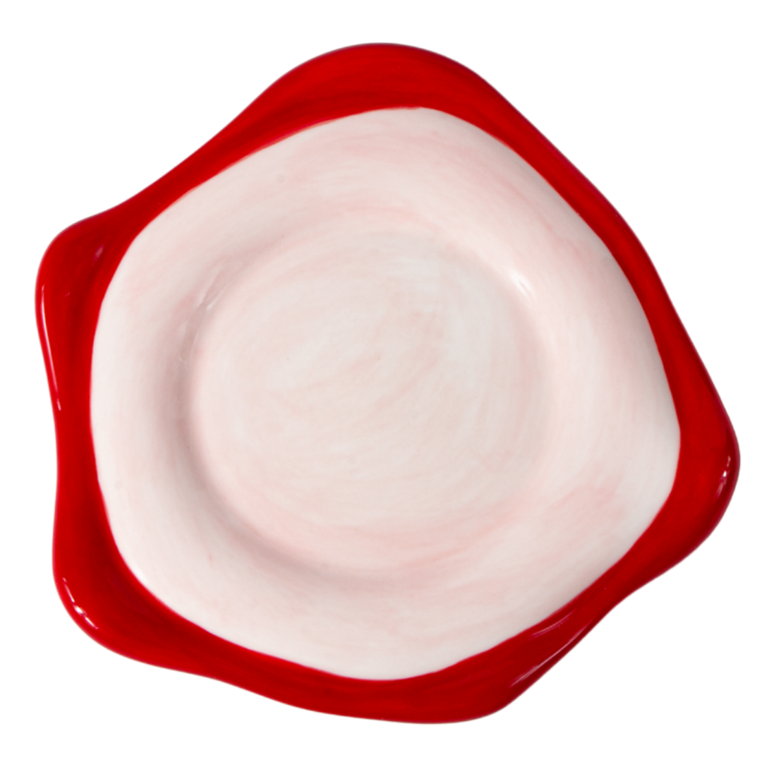 Hand-Painted Ceramic Mug - Cute Ins-Style Color Block & Polka Dot Design