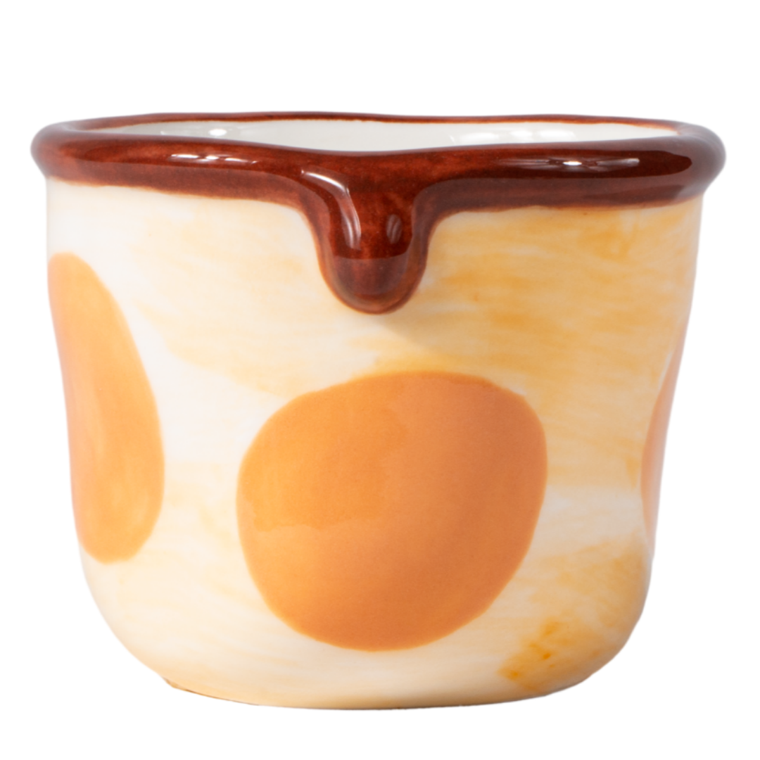 Hand-Painted Ceramic Mug - Cute Ins-Style Color Block & Polka Dot Design