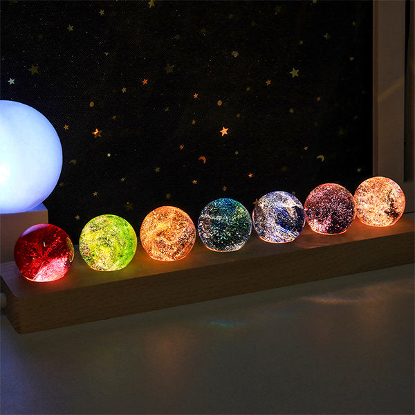 #D1 Colorful Crystal Ball Decoration - Glass - Wood - 7 Balls in a Set