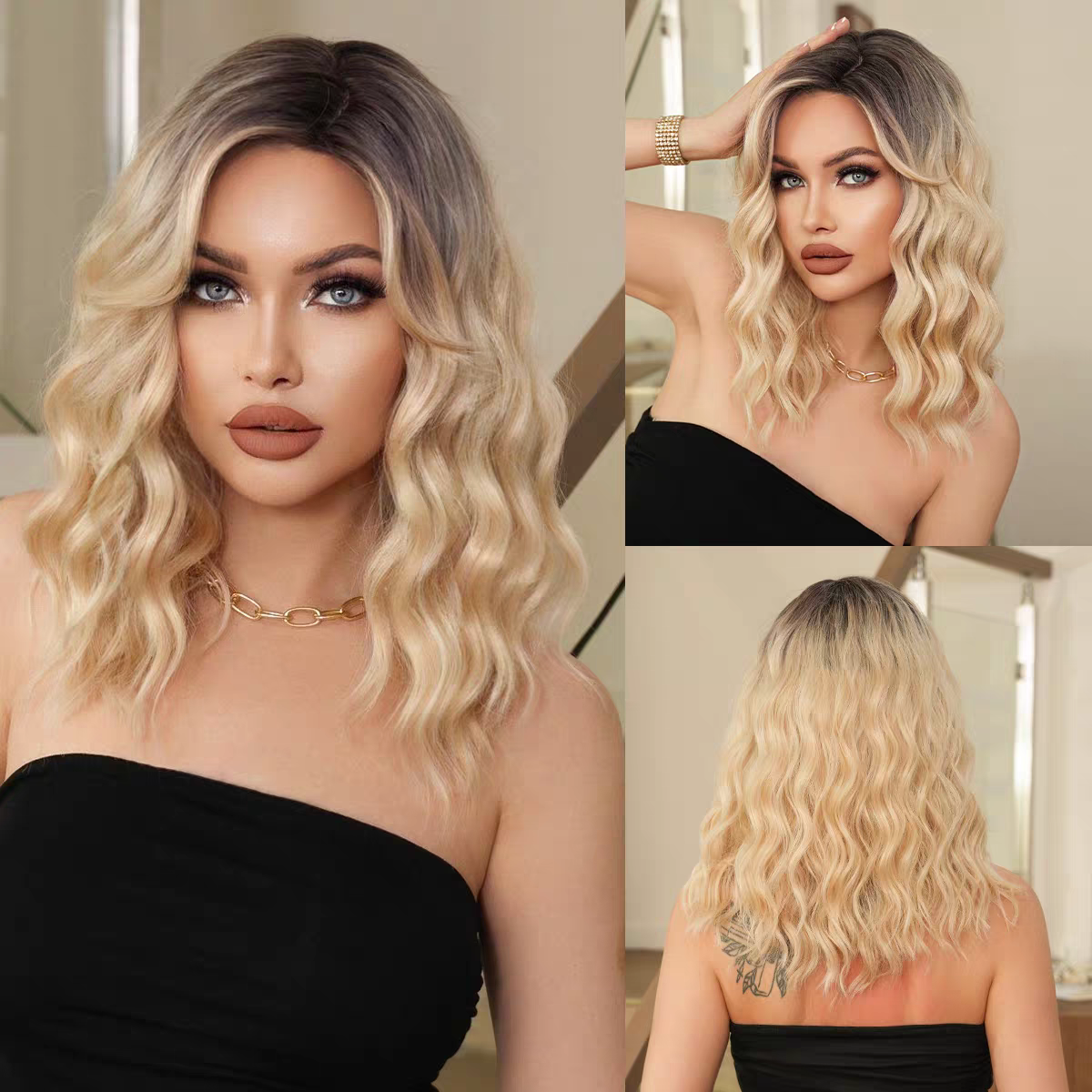 Summer Wigs for Women - Medium Short Hair Age-Reducing Breathable Heat-Resistant Fiber Wig Sets
