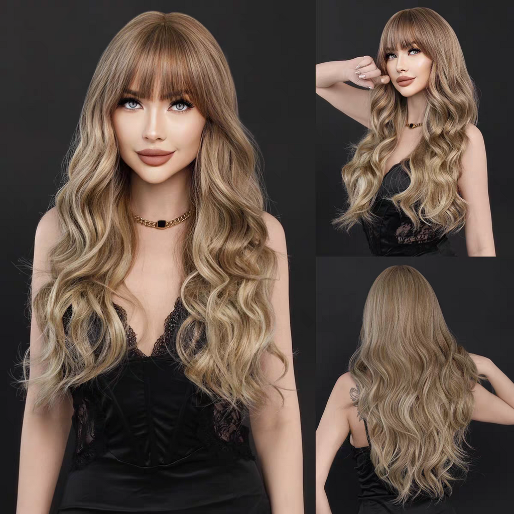 Long Curly Wig Collection for Women - Full Head Set Daily Fashion Heat-Resistant Fiber