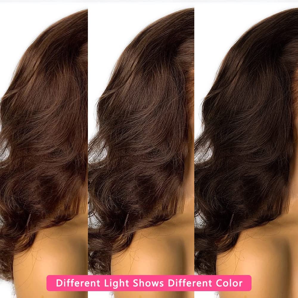 Brown Body Wave Half Lace Human Hair Wig - #2 Color, Available in 14 to 30 Inches