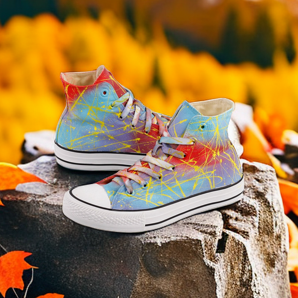 #009 Splash Ink Hand-Painted Canvas Shoes