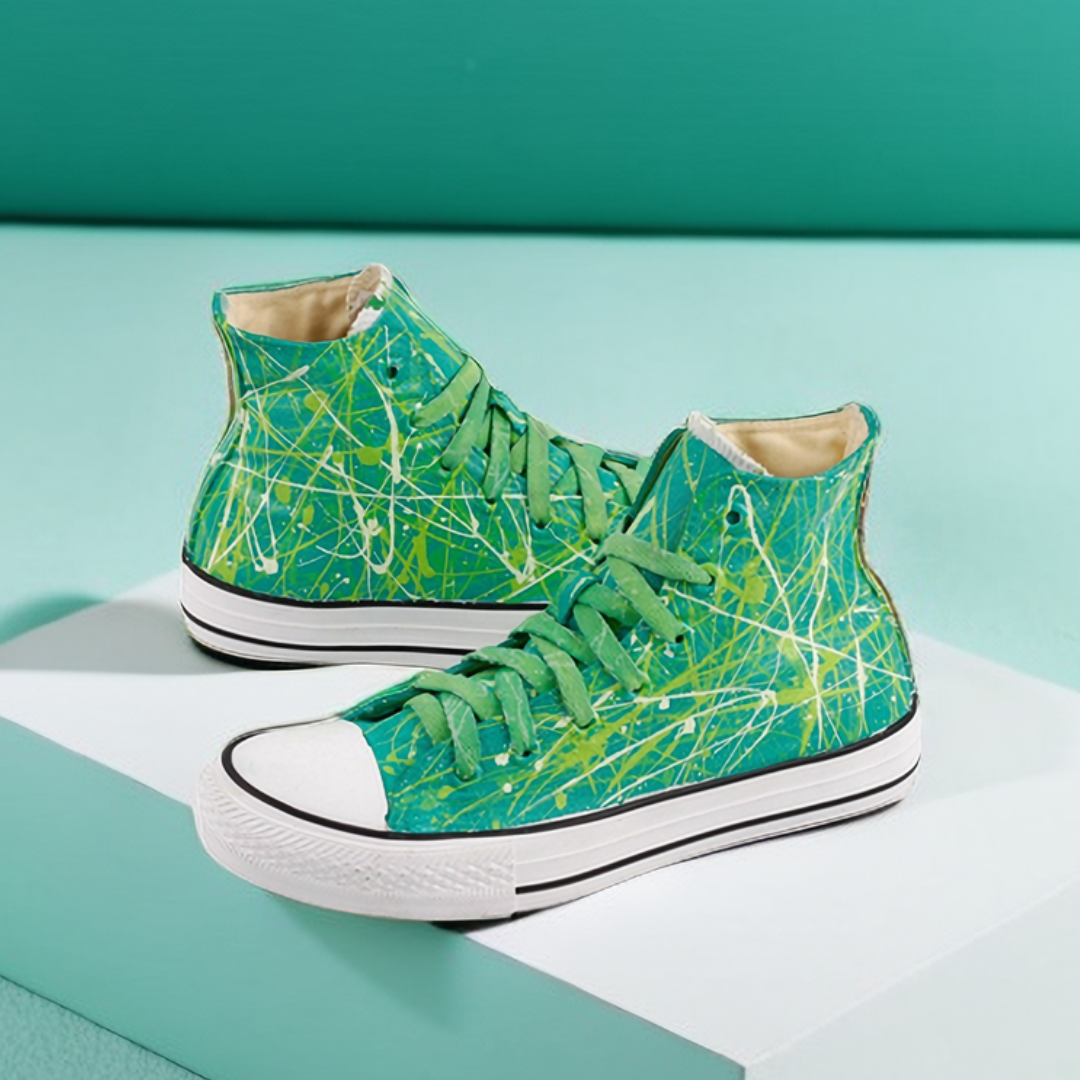 #009 Splash Ink Hand-Painted Canvas Shoes