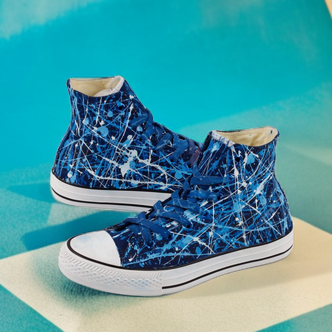 #009 Splash Ink Hand-Painted Canvas Shoes