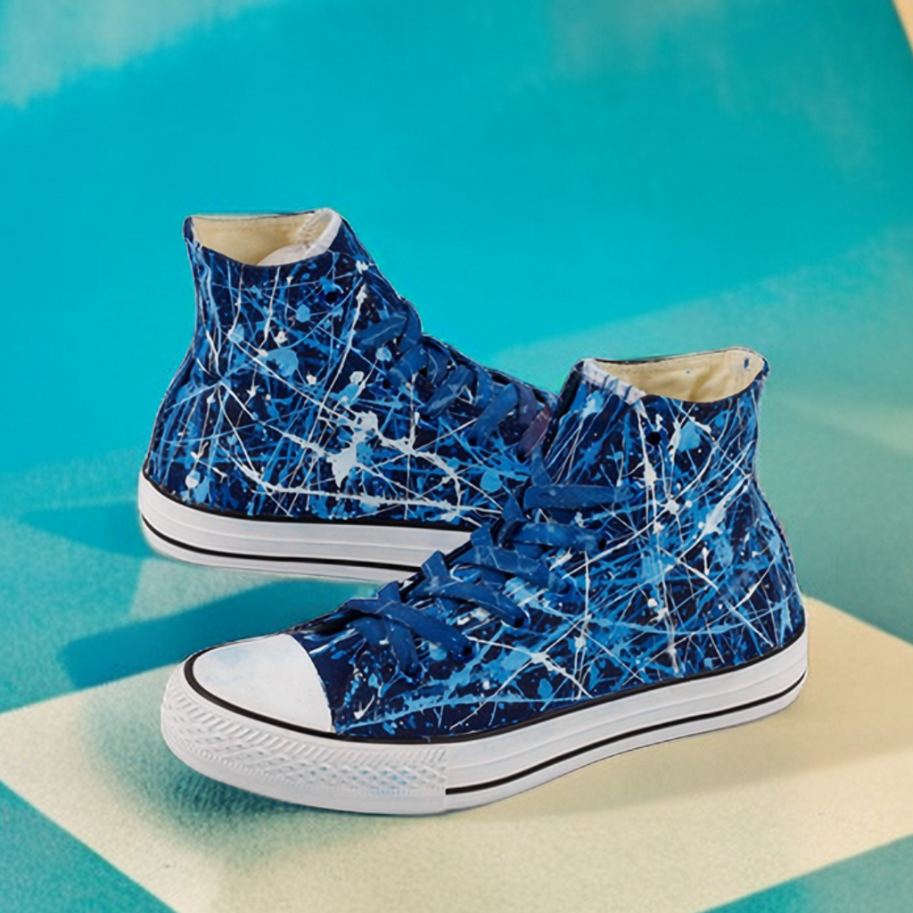 #009 Splash Ink Hand-Painted Canvas Shoes