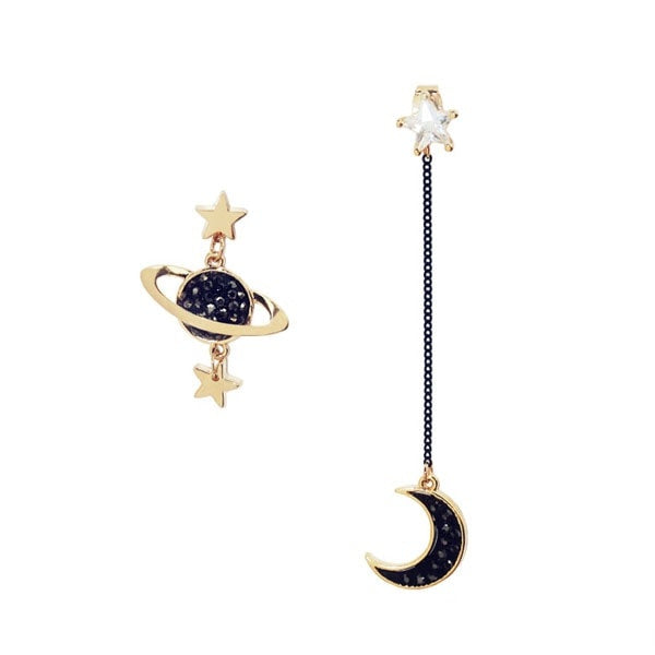 #J6 Moon Star Planet Earrings - 925 Silver