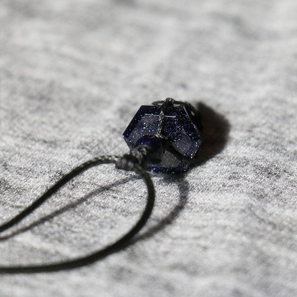 #J9 Crystal Energy Necklace - Blue Sandstone Pendant - Handcrafted - Adjustable Drawstring