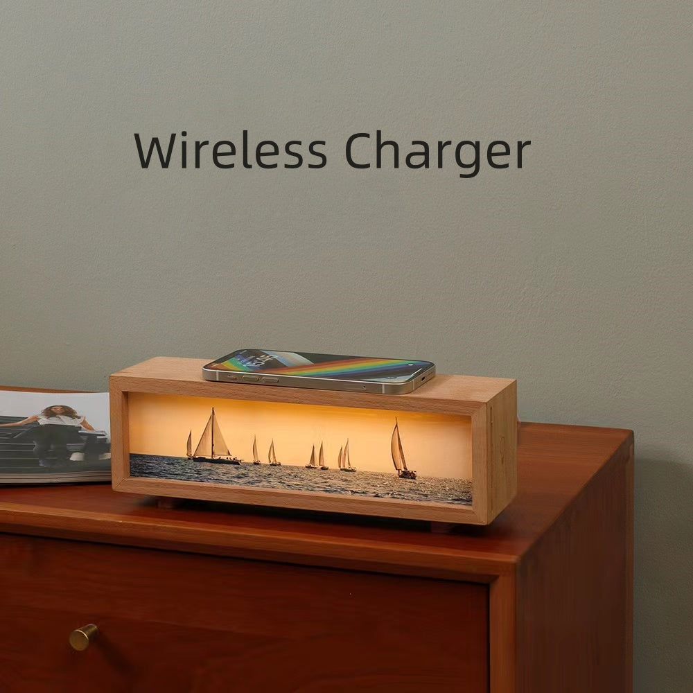#218 Scenery Wood Lamp with Wireless Charger