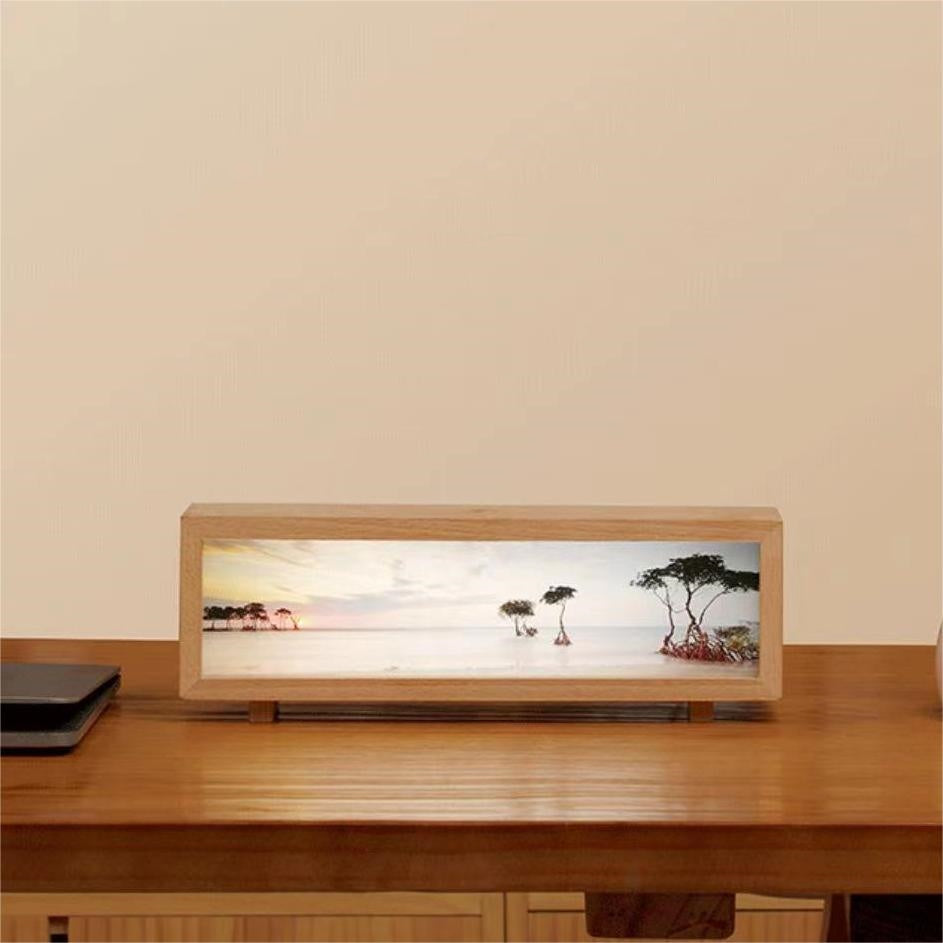 #218 Scenery Wood Lamp with Wireless Charger