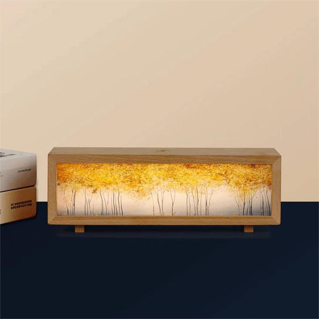 #218 Scenery Wood Lamp with Wireless Charger