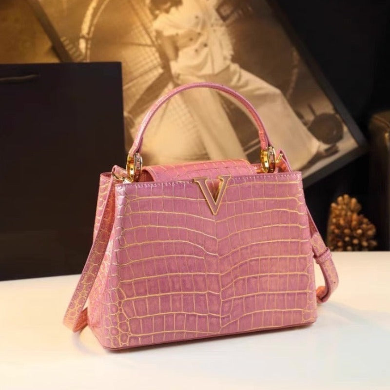 #211 Imitated Crocodile Print Handbag