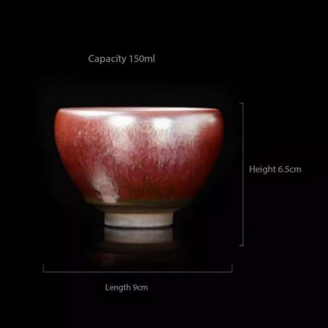 Handcrafted Oil Drop Jianzhan Tea Cup Set 150ml - Blue and Golden Edition