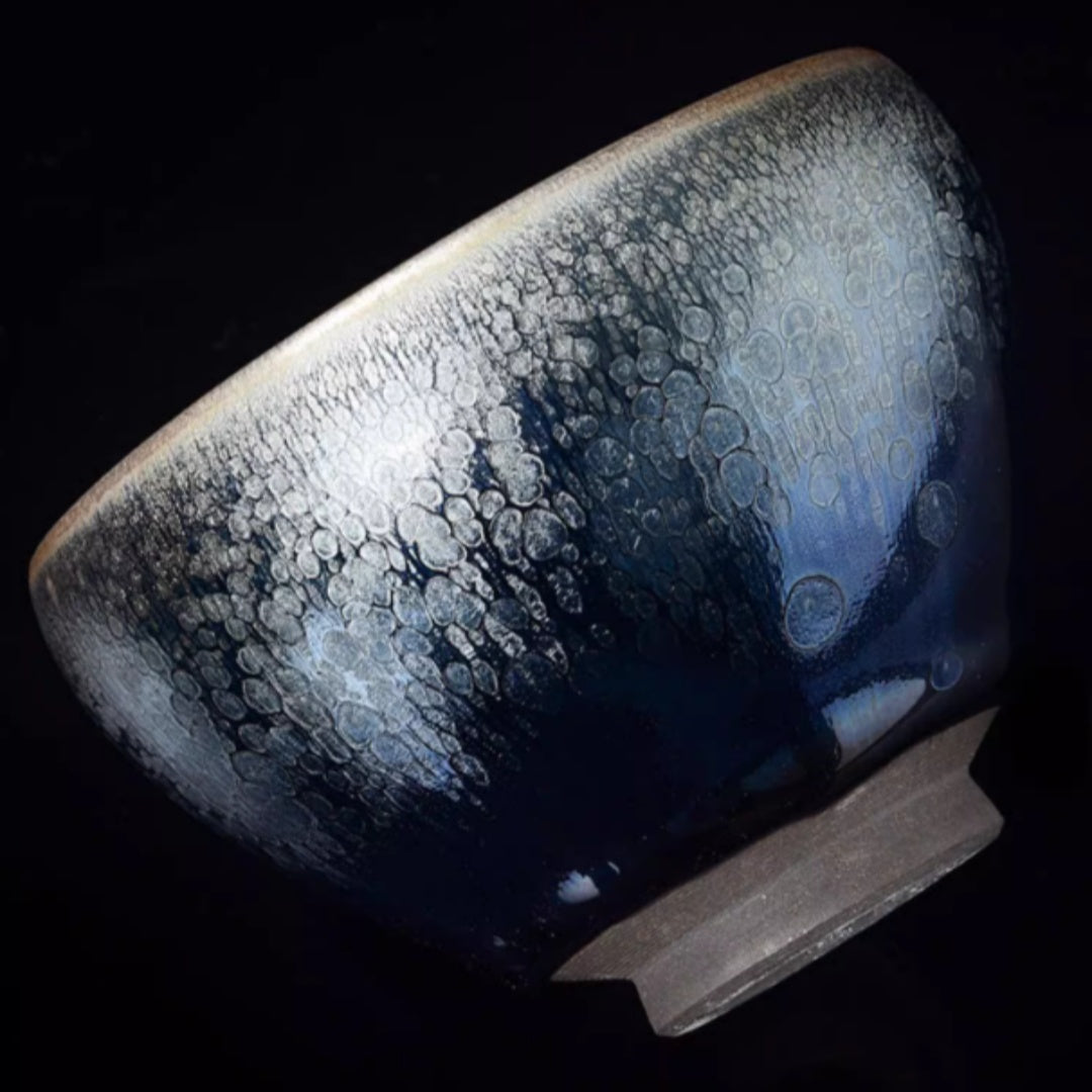 Handcrafted Oil Drop Jianzhan Tea Cup Set 150ml - Blue and Golden Edition