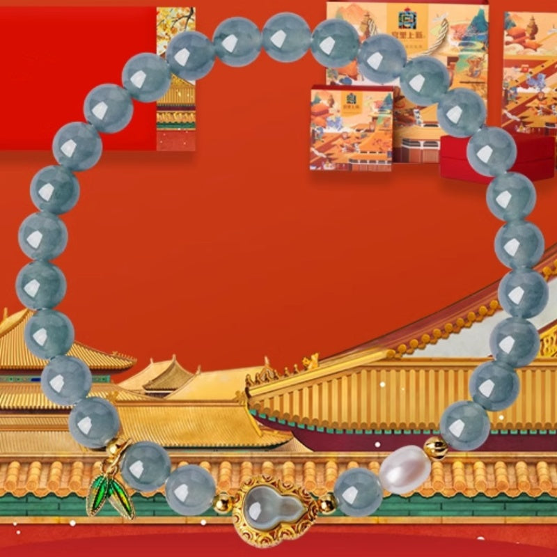 Jade Bracelet With Gourd Charm - Natural Crystal Beaded Jewelry For Women Ideal Women's Day Gift