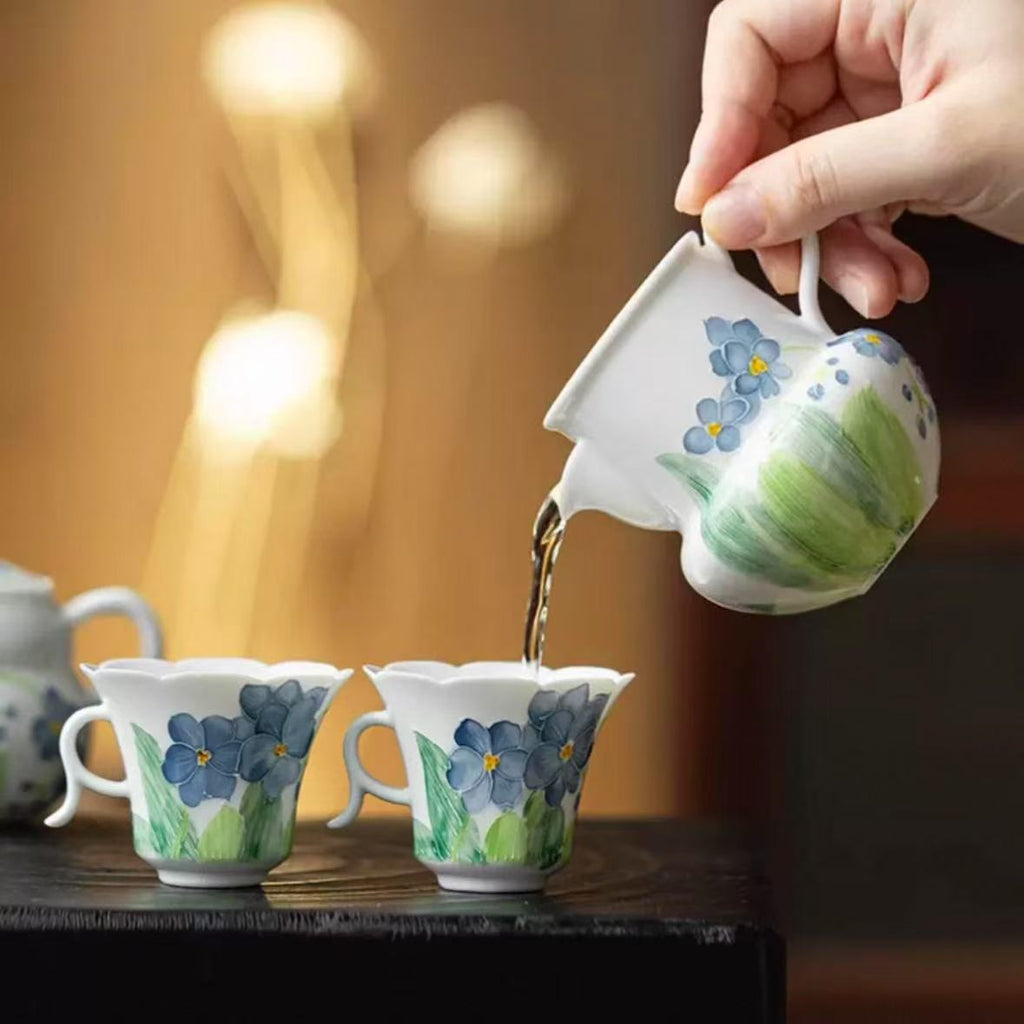 OG 6Pcs hand printed tea cup set
