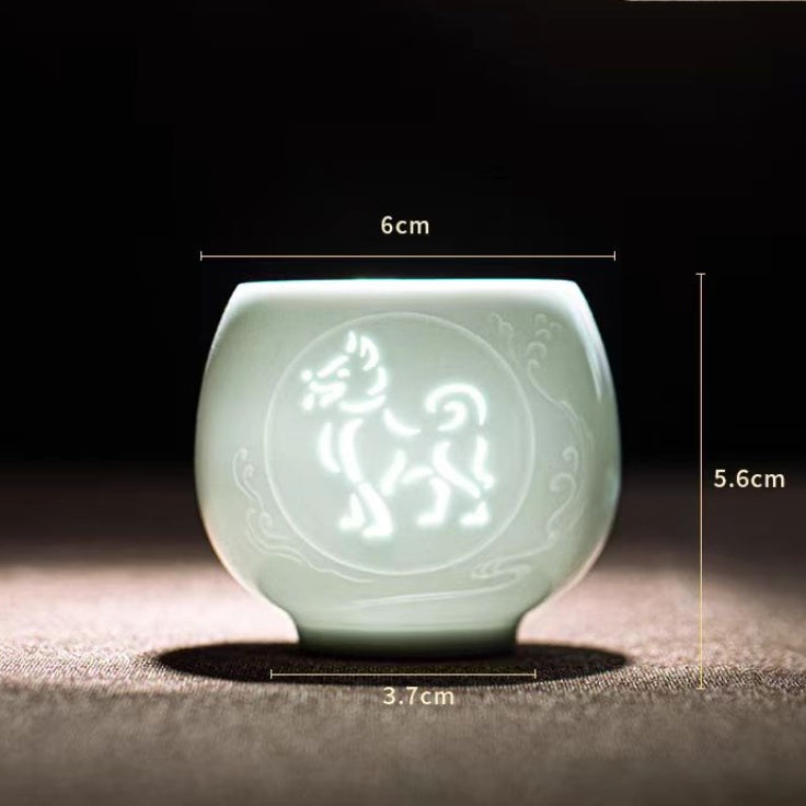 Twelve Zodiac Linglong Master Cups 135ml High End Master Cup Ceramic Tea Bowl Personalized For Women Exquisite