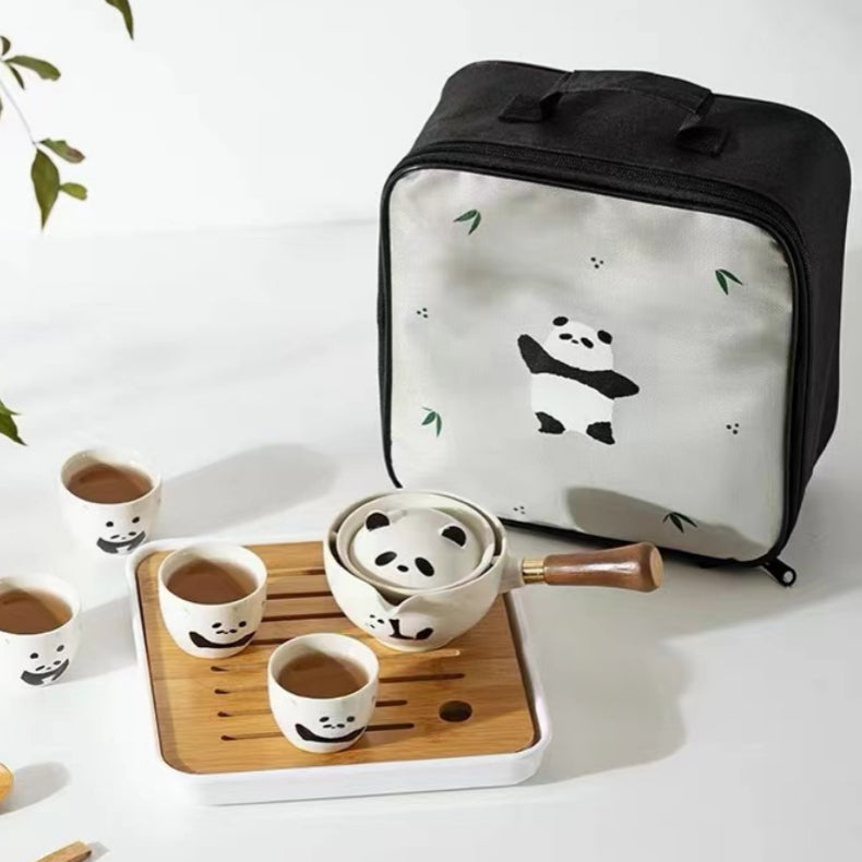#179 Panda Family Portable Tea Set
