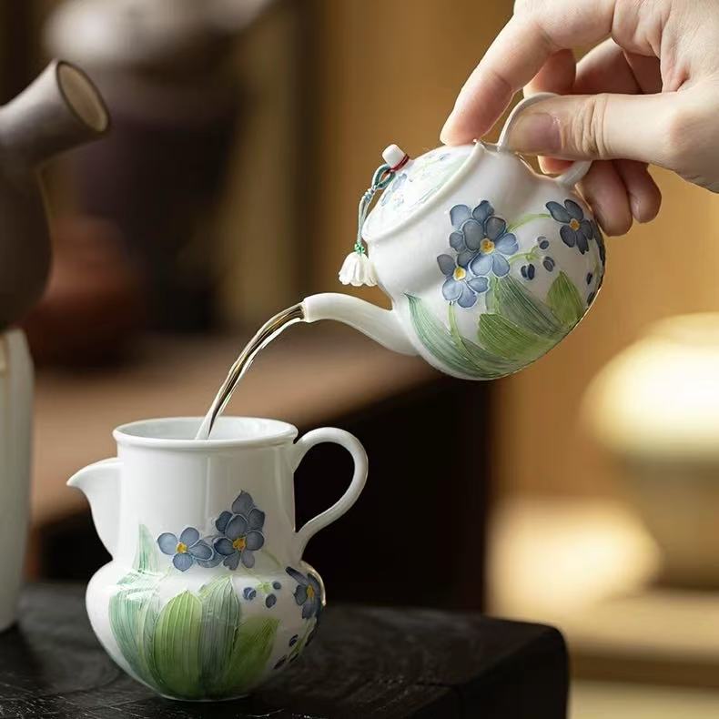 OG 6Pcs hand printed tea cup set