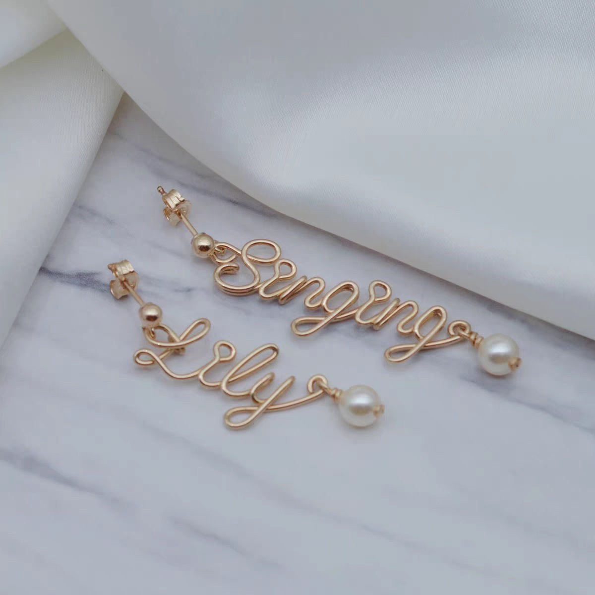 #173 Custom Wire Wrapped Name Earrings