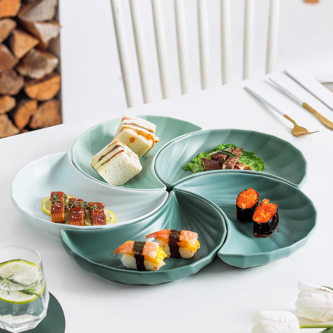 #061 Gradient Color Moon Shaped  Ceramic Plate