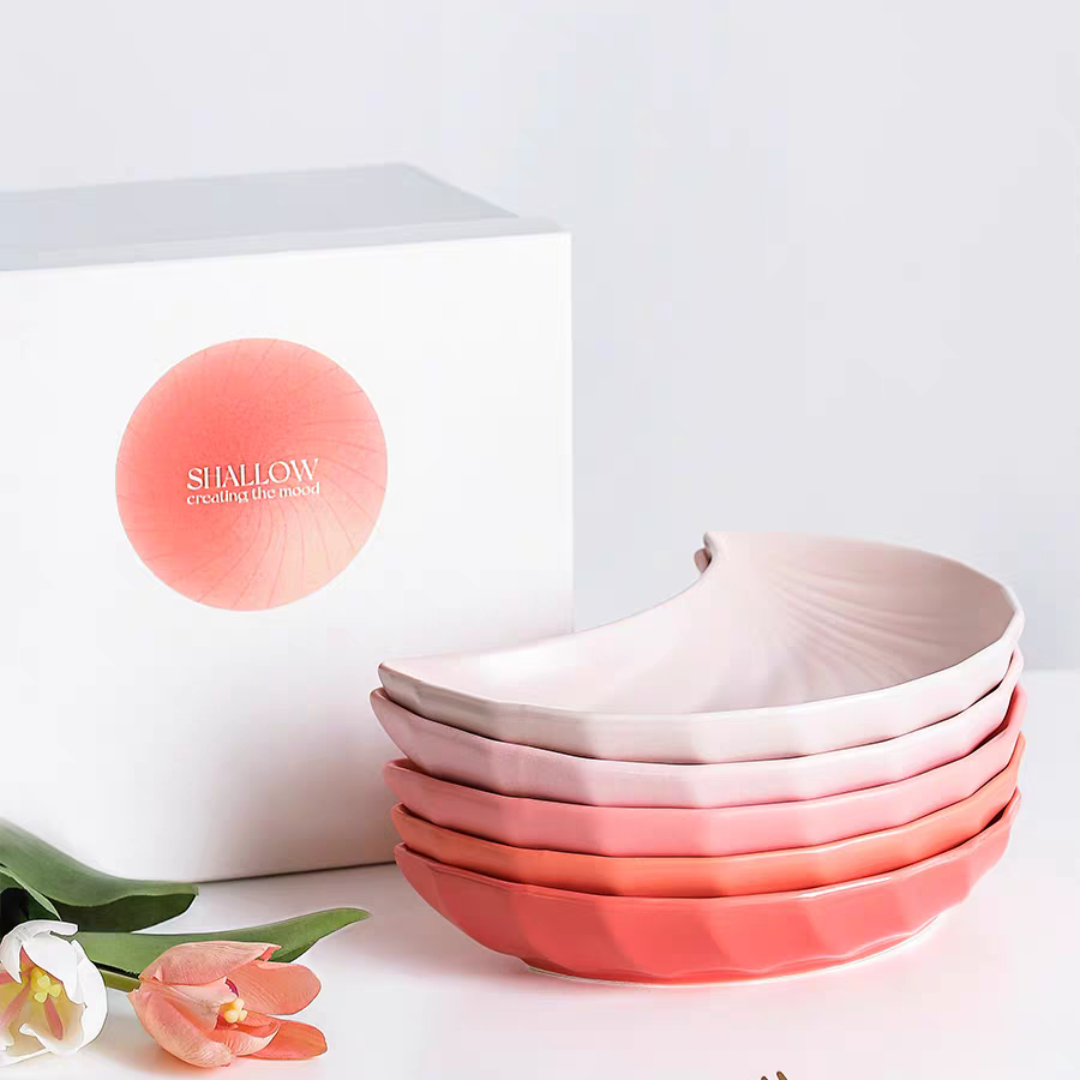 #061 Gradient Color Moon Shaped  Ceramic Plate