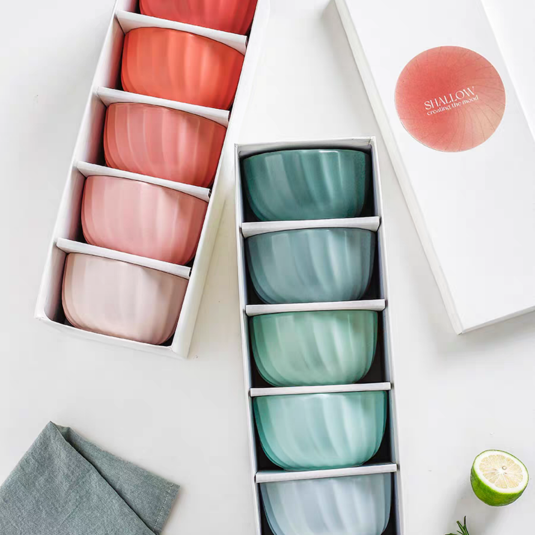 #059 Gradient Color Ceramic Bowl Set of 5