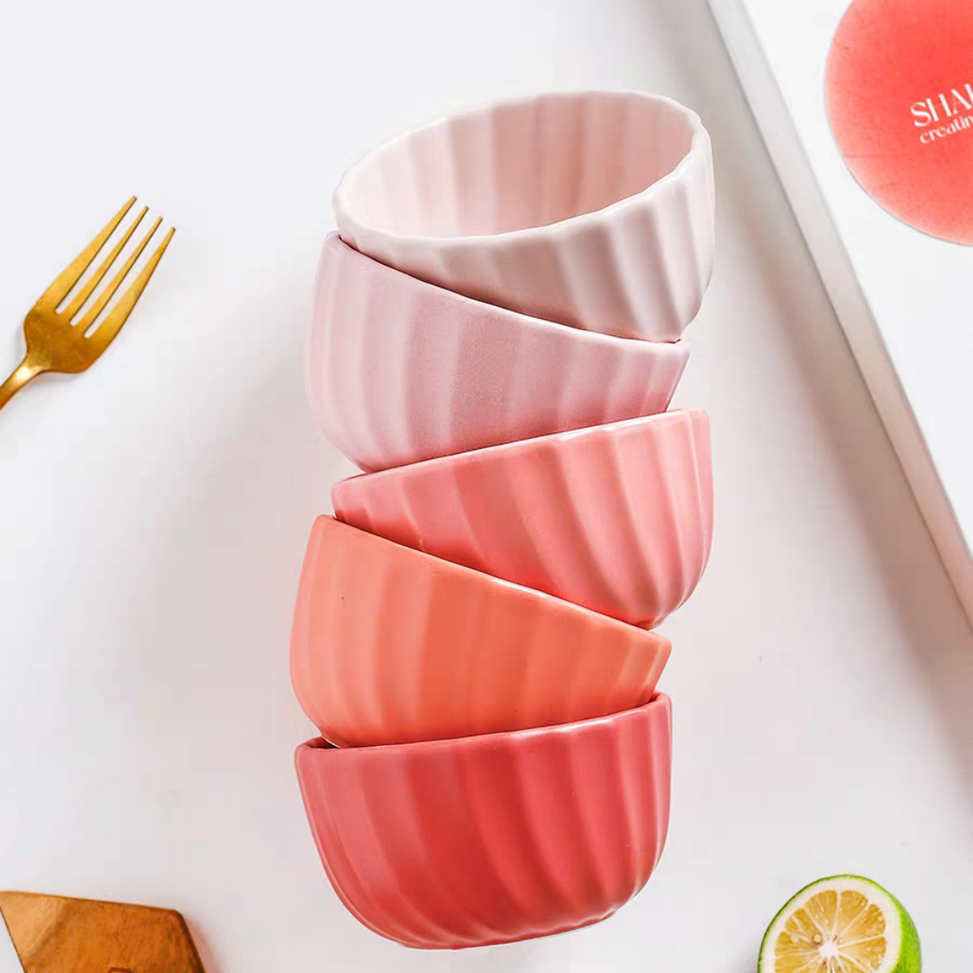 #059 Gradient Color Ceramic Bowl Set of 5