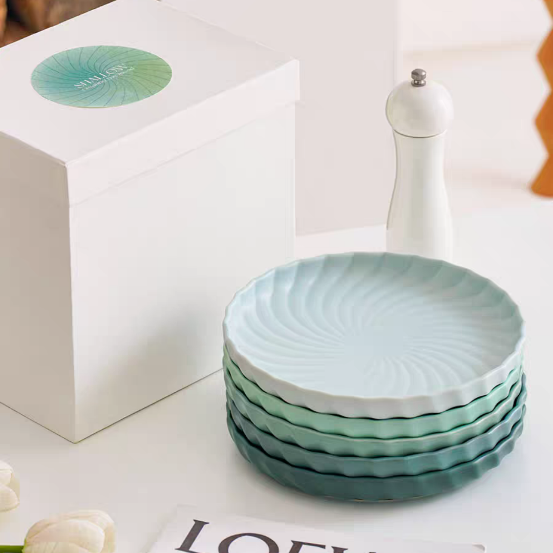 #060 Gradient Color Ceramic Plate Set of 5