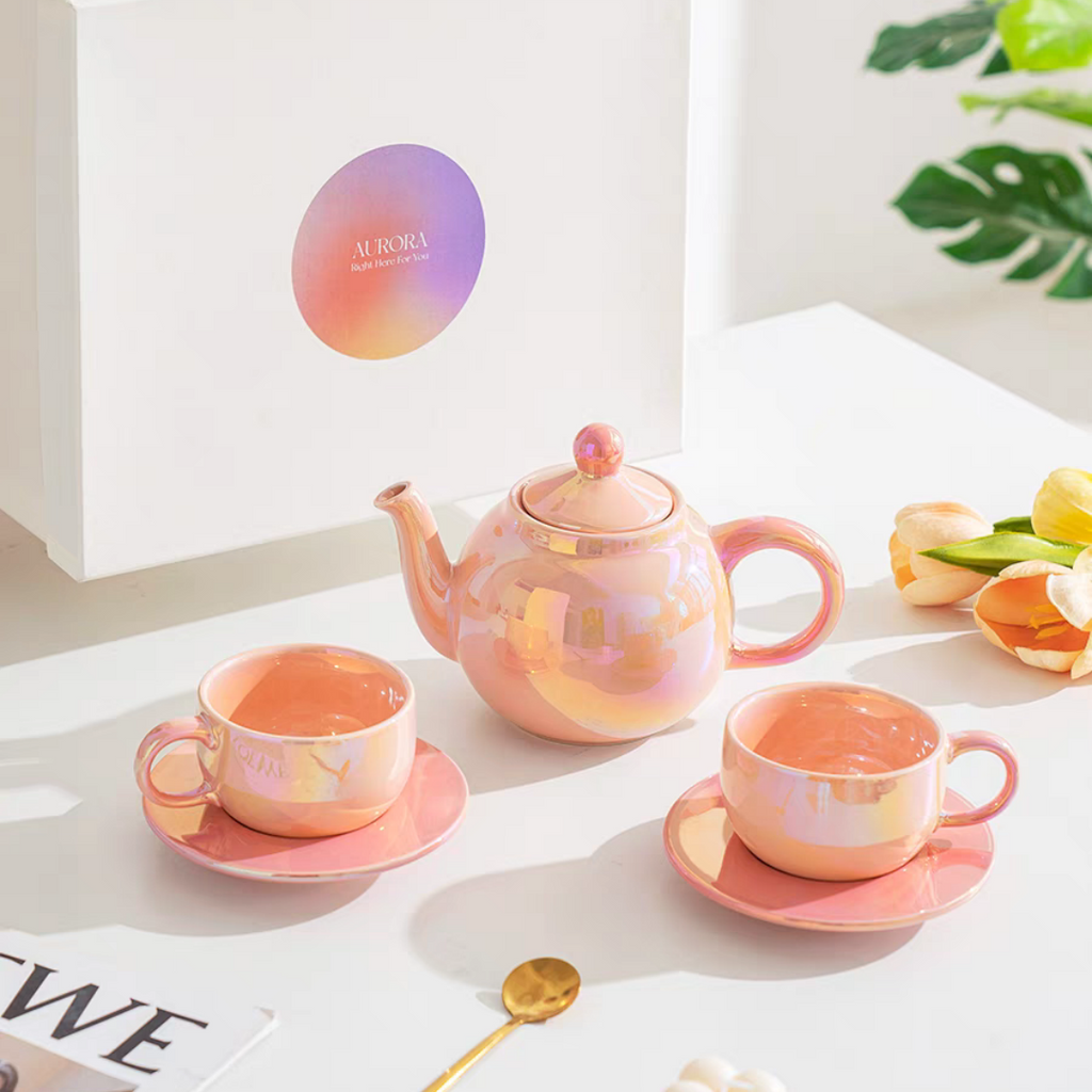 #156 Gradient Color Ceramic Teapot And Cup Set of 5