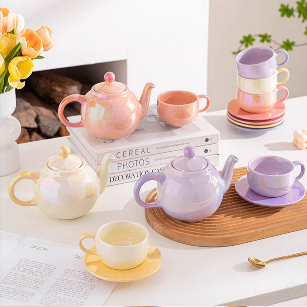 #156 Gradient Color Ceramic Teapot And Cup Set of 5