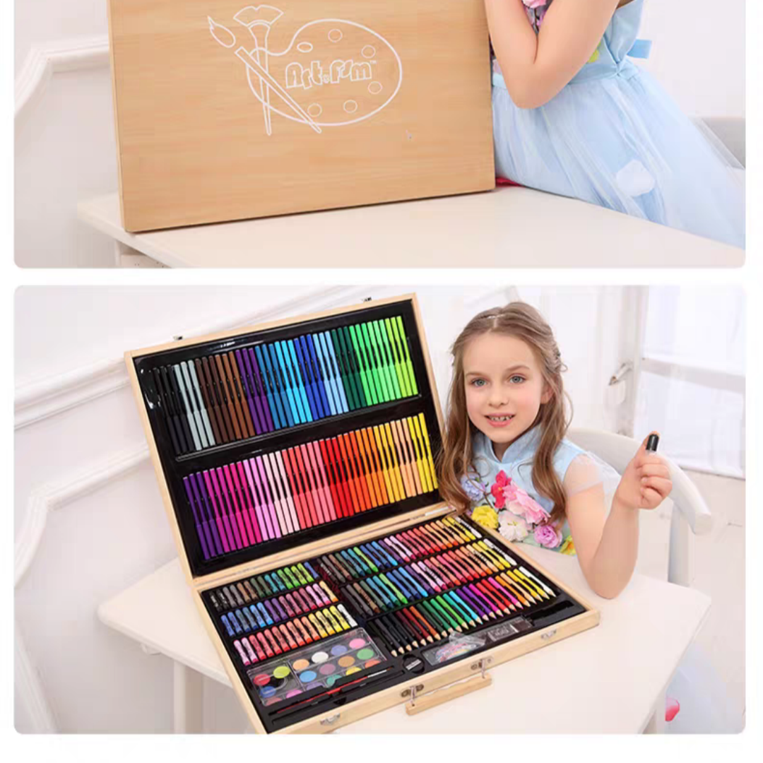 #025 251PCS Watercolor Pen Colored Pencil Crayons Set