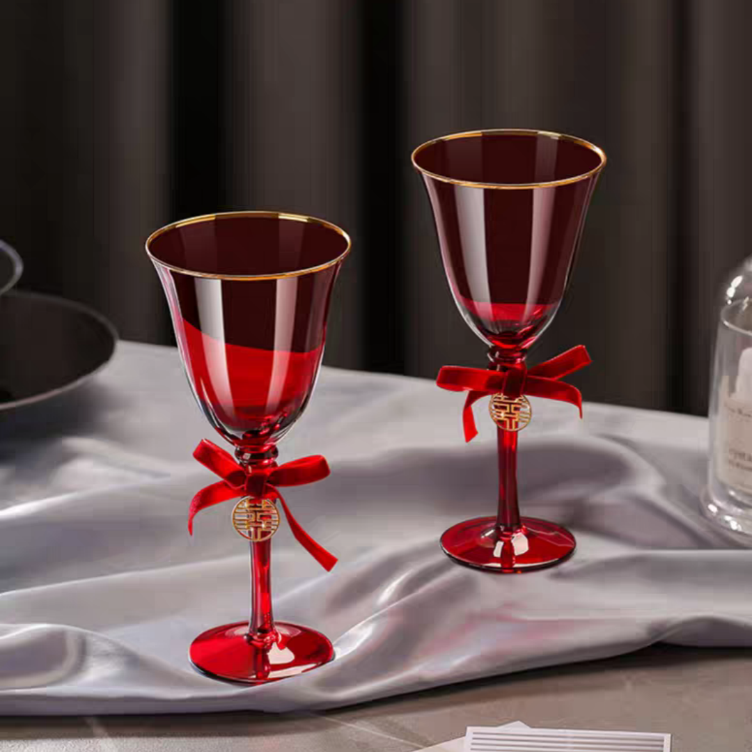 #345 Flared Wine Glasses in Ruby
