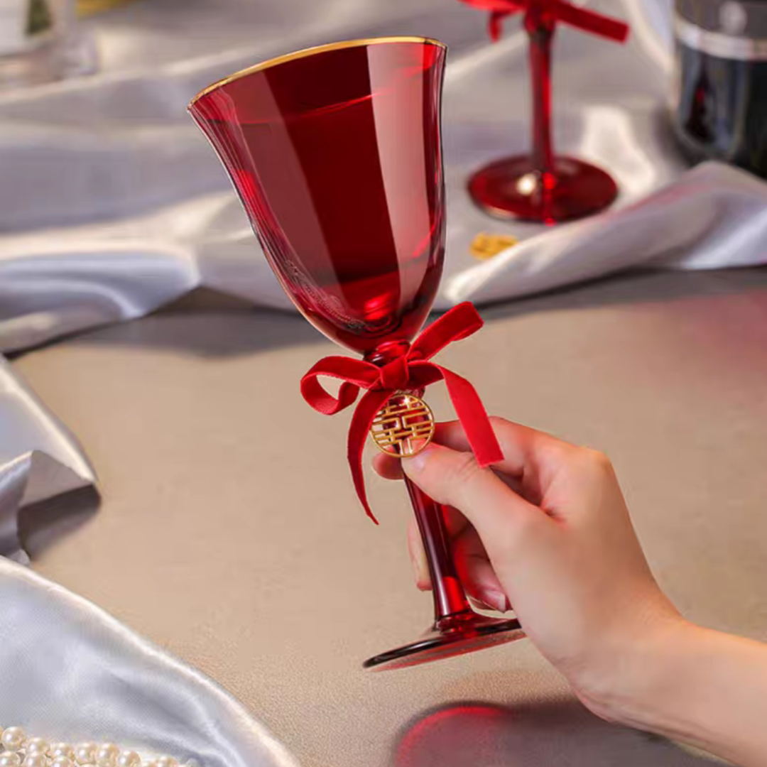 #345 Flared Wine Glasses in Ruby