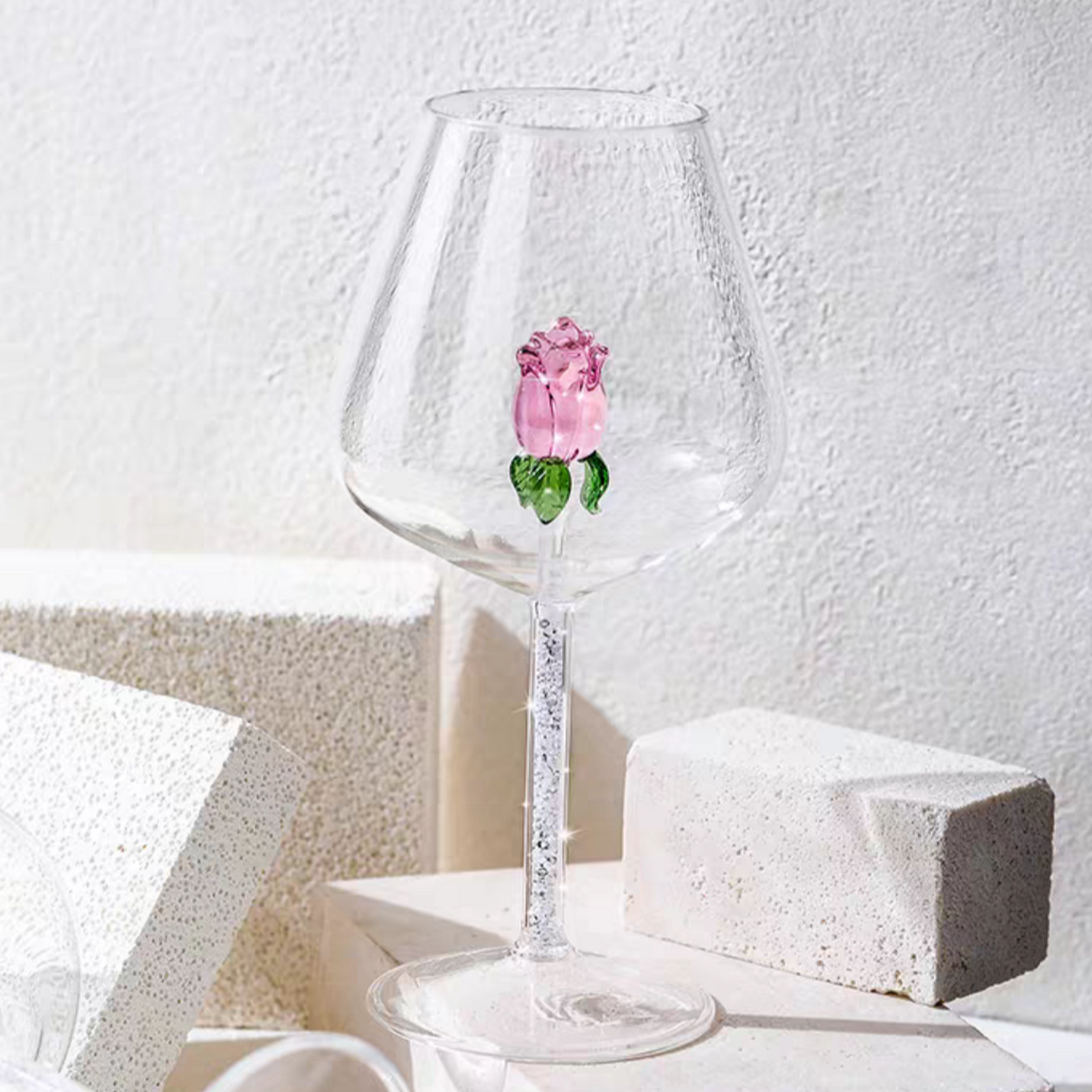 #342 Creative 3D Rose Glass Build-in Wine Champagne Glasses