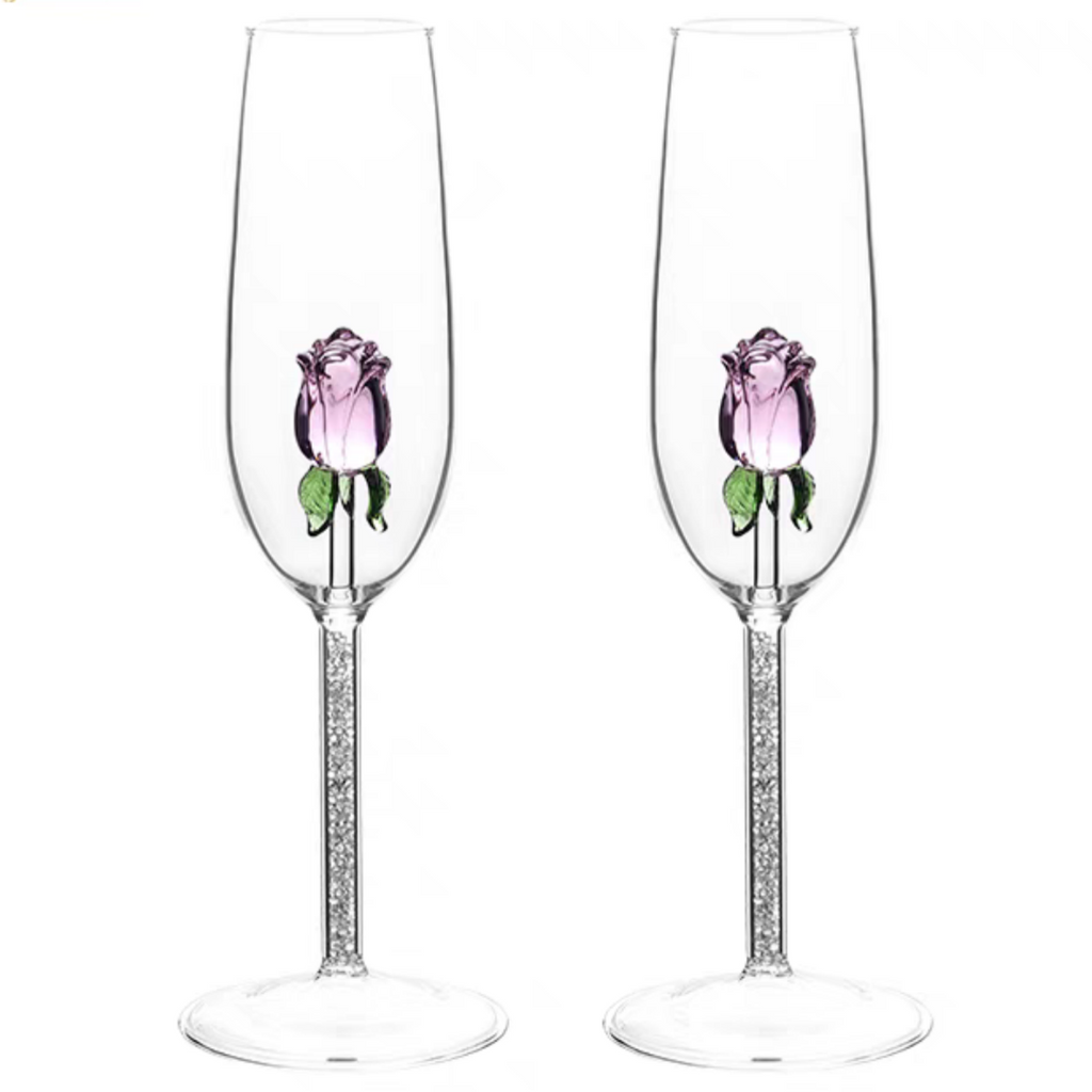#342 Creative 3D Rose Glass Build-in Wine Champagne Glasses