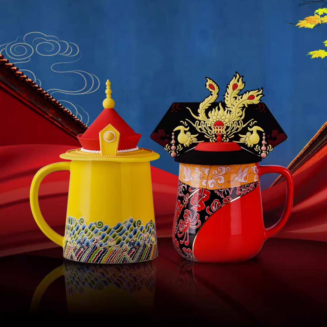 #353 Dragon Phoenix Ceramic Emperor and Empress Mugs
