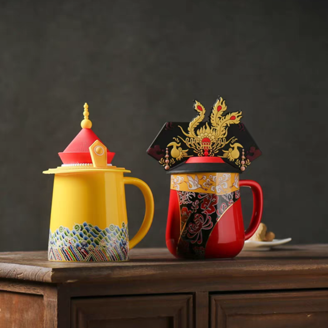 #353 Dragon Phoenix Ceramic Emperor and Empress Mugs