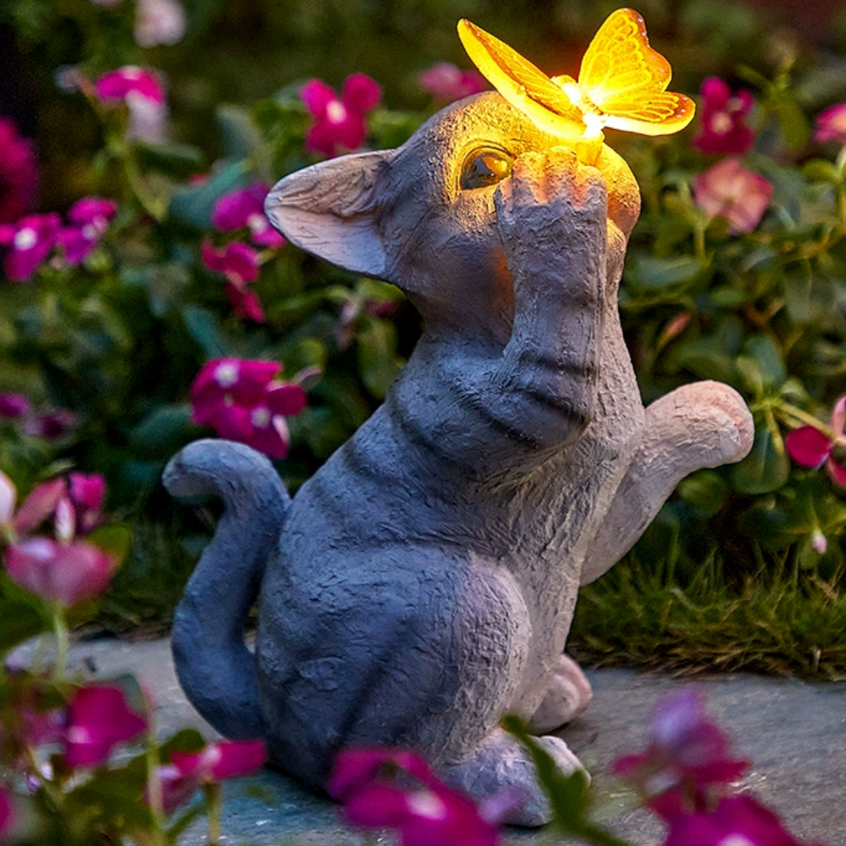 #S10 Solar Garden Figurines Outdoor Cat Statue