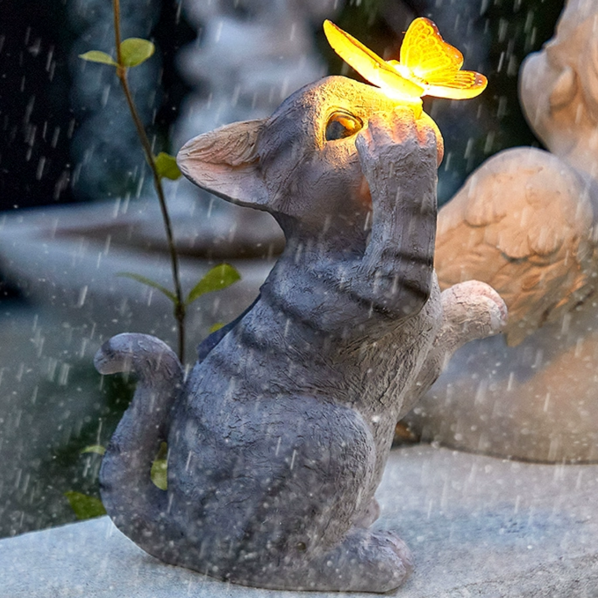 #S10 Solar Garden Figurines Outdoor Cat Statue