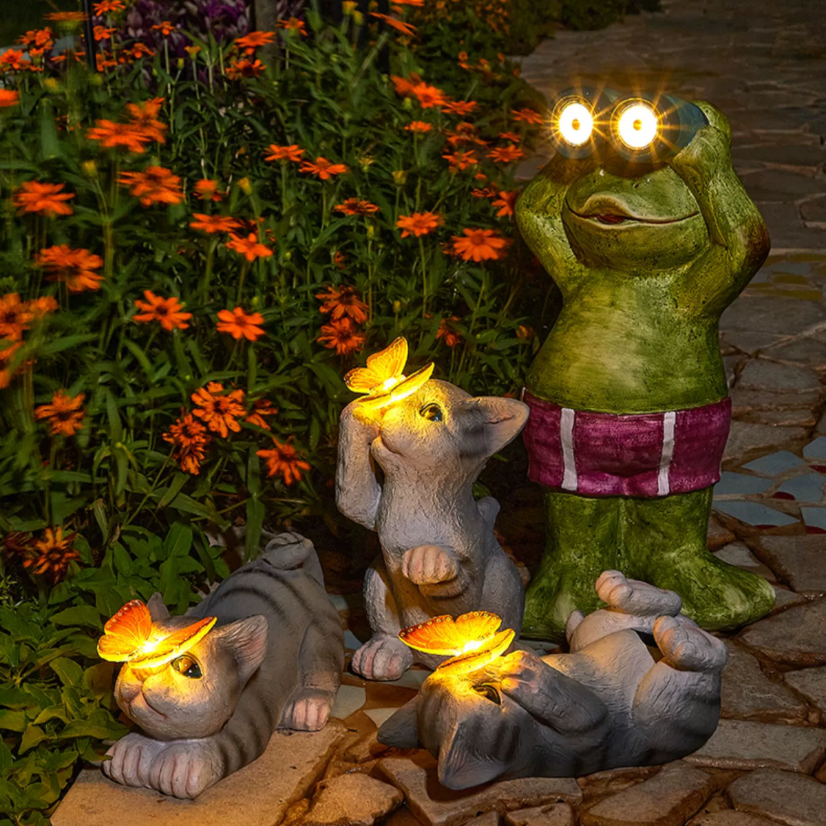 #S10 Solar Garden Figurines Outdoor Cat Statue