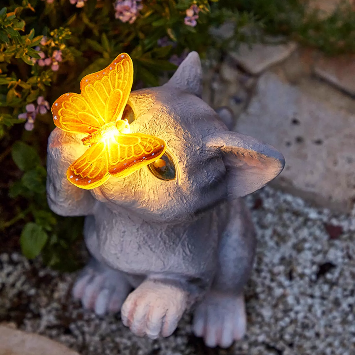#S10 Solar Garden Figurines Outdoor Cat Statue