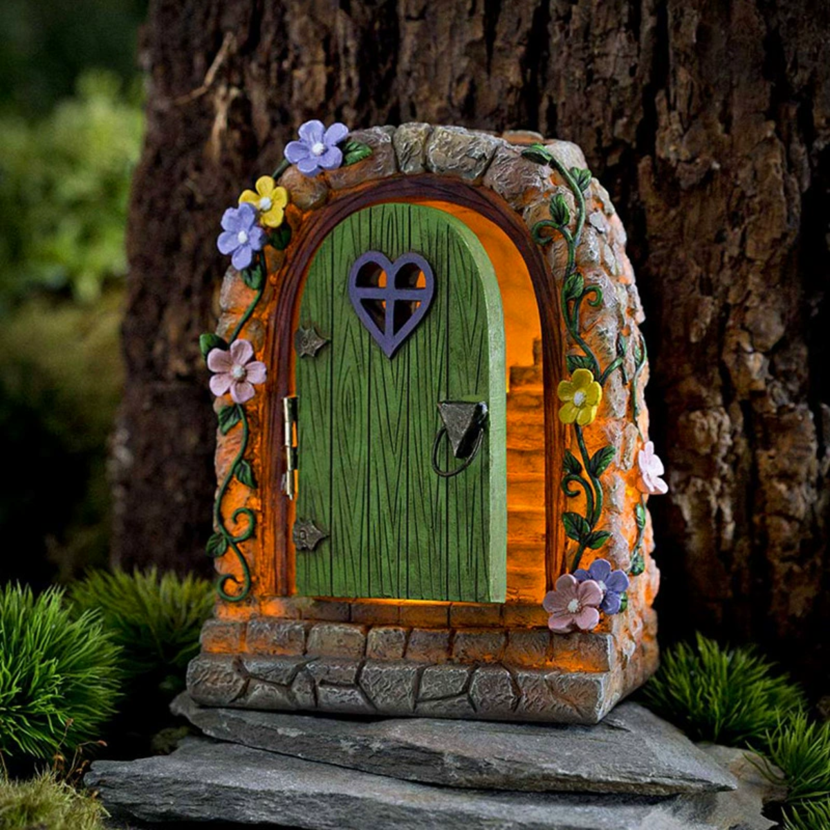 #S2 Creative Solar Fairy Garden Stone Door Outdoor Statue
