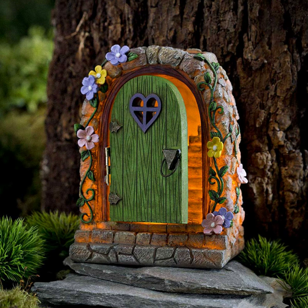 #S2 Creative Solar Fairy Garden Stone Door Outdoor Statue