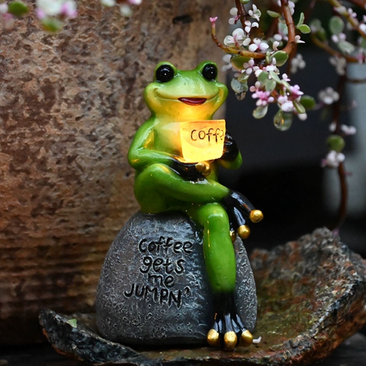 #S7 Solar Coffee Frog Outdoor Night Light
